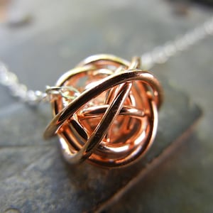 READY TO SHIP Rose Gold Fill Love Knot Necklace with Sterling Silver Chain image 2