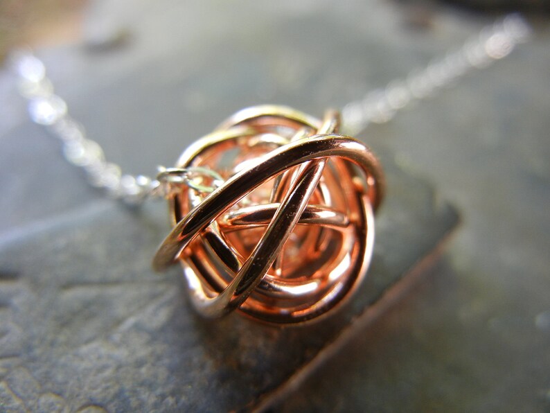 READY TO SHIP Rose Gold Fill Love Knot Necklace with Sterling Silver Chain image 2