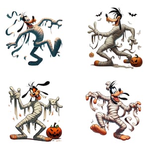 Goofy Mummy Halloween PNG Bundle - Cute Halloween Goofy Clipart - Mummy Goofy Digital Art - Spooky Cartoon Character Designs for DIY Crafts