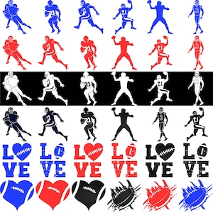 American Football Png-Bundle, Fußball Clipart, digitale Dateien für Cricut & Silhouette, sofortiger Download, Fußball-Shirt-Designs