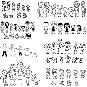 Stick Familie SVG Paket, anpassbare Strichmännchen, DIY Handwerk, personalisierte Familien Designs, druckbare SVG für Shirts, Karten, Wohnkultur