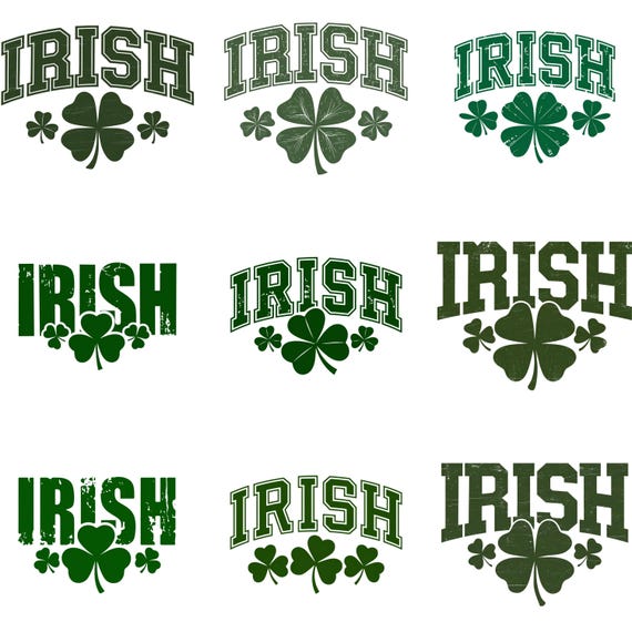 Irish Shamrock PNG, St. Patrick’s Day Vintage Irish Text, Lucky Clover PNG, Green Distressed Irish Clipart, Digital Download