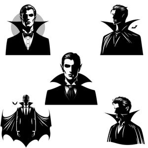 Vampire Silhouette PNG Bundle | High-Quality Transparent Dracula Clipart | Perfect for Gothic Art, Halloween Crafts, and Spooky Decor