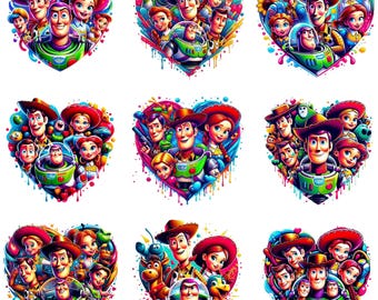 Paquete de imágenes prediseñadas de Toy Story, paquete de imágenes PNG de Toy Story, archivos PNG de Woody para Cricut, imágenes PNG de Toy Story, imágenes PNG de Buzz Lightyear para camisetas, imágenes PNG de Toy Story