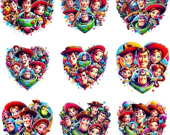 Paquete de imágenes prediseñadas de Toy Story, paquete de imágenes PNG de Toy Story, archivos PNG de Woody para Cricut, imágenes PNG de Toy Story, imágenes PNG de Buzz Lightyear para camisetas, imágenes PNG de Toy Story