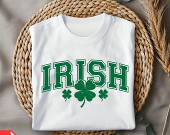 Irish SVG, St. Patrick's Day Shamrock Clipart, Lucky Clover Sublimation Design, Green Irish Vintage Shirt, Retro St Patrick's Tee Svg