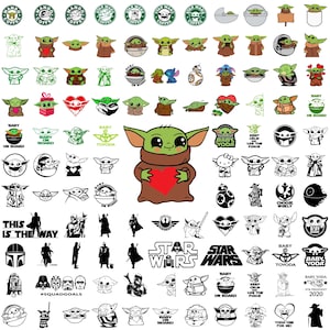 Paquete SVG de Baby Yoda, SVG de Star Wars, Clipart de Baby Yoda, Space Wars Galaxy, Grogu Svg, El Mandoloriano Svg, Diseños de Star Wars SVG, Yoda svg