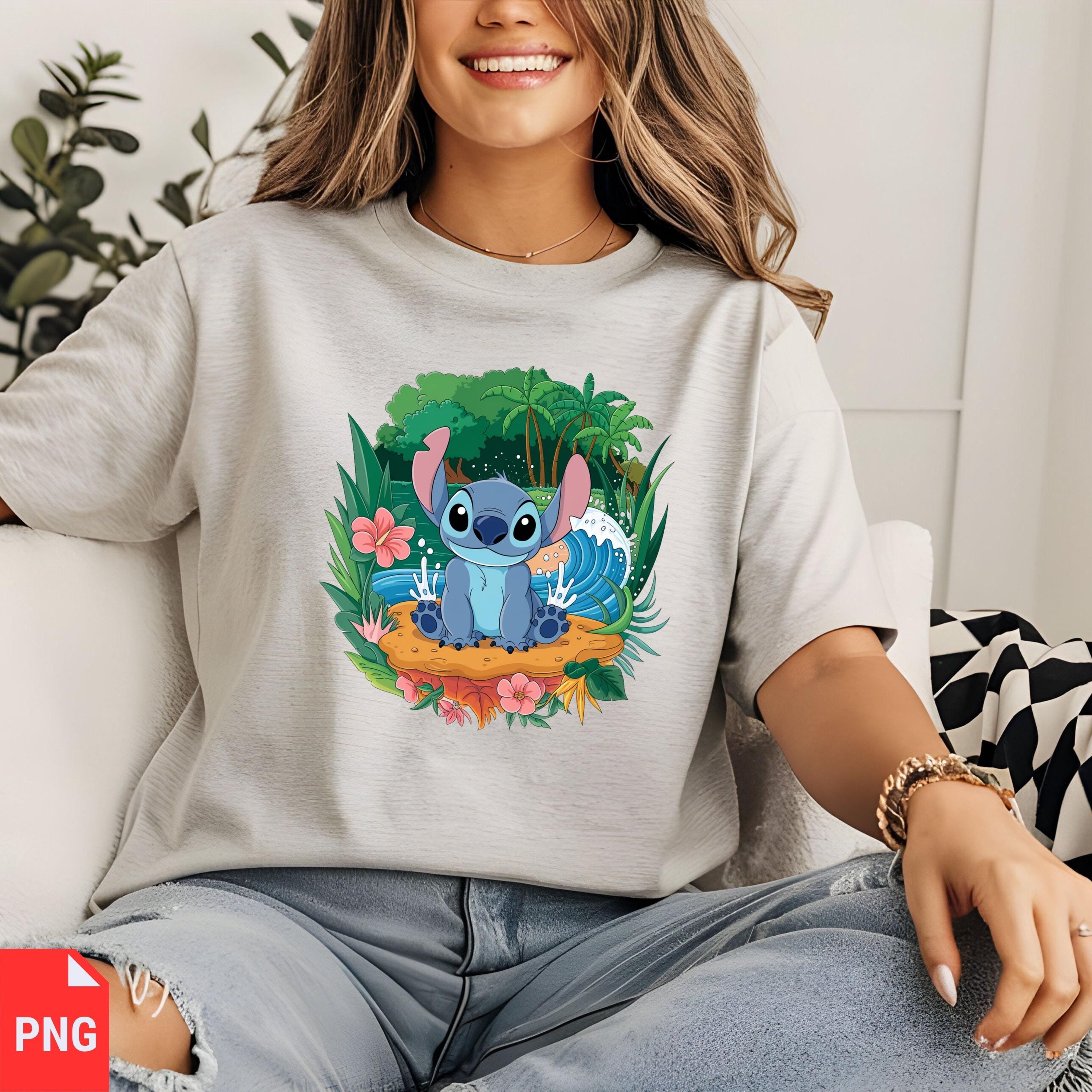 Paquete PNG de acuarela de Stitch, clipart de personaje de dibujos