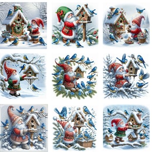 Festive Gnomes Collection Clipart, Christmas Gnomes Clipart, Fantasy Clipart, Winter Holidays, Gnomes PNG, Winter Gnomes Clipart Bundle