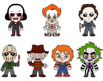 Mini Horror Figures Bundle, Horror SVG Bundle, Horror Characters SVG, Horror Movie Svg, Halloween Horror SVG, Scary Svg, Kids Halloween