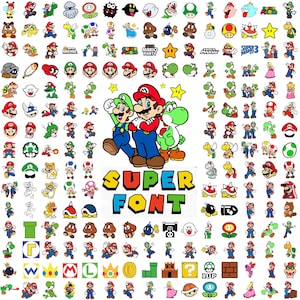 Bundle de cliparts Super Mario, imprimable Mario Png, Mario, cliparts Png Mario du jeu vidéo, Mario Clipart, fichier de coupe Cricut, téléchargement immédiat