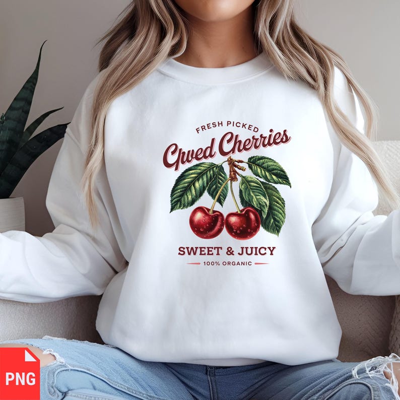 Vintage Cherry PNG, Sweet & Juicy Cherries Clipart, Organic Fruit ...