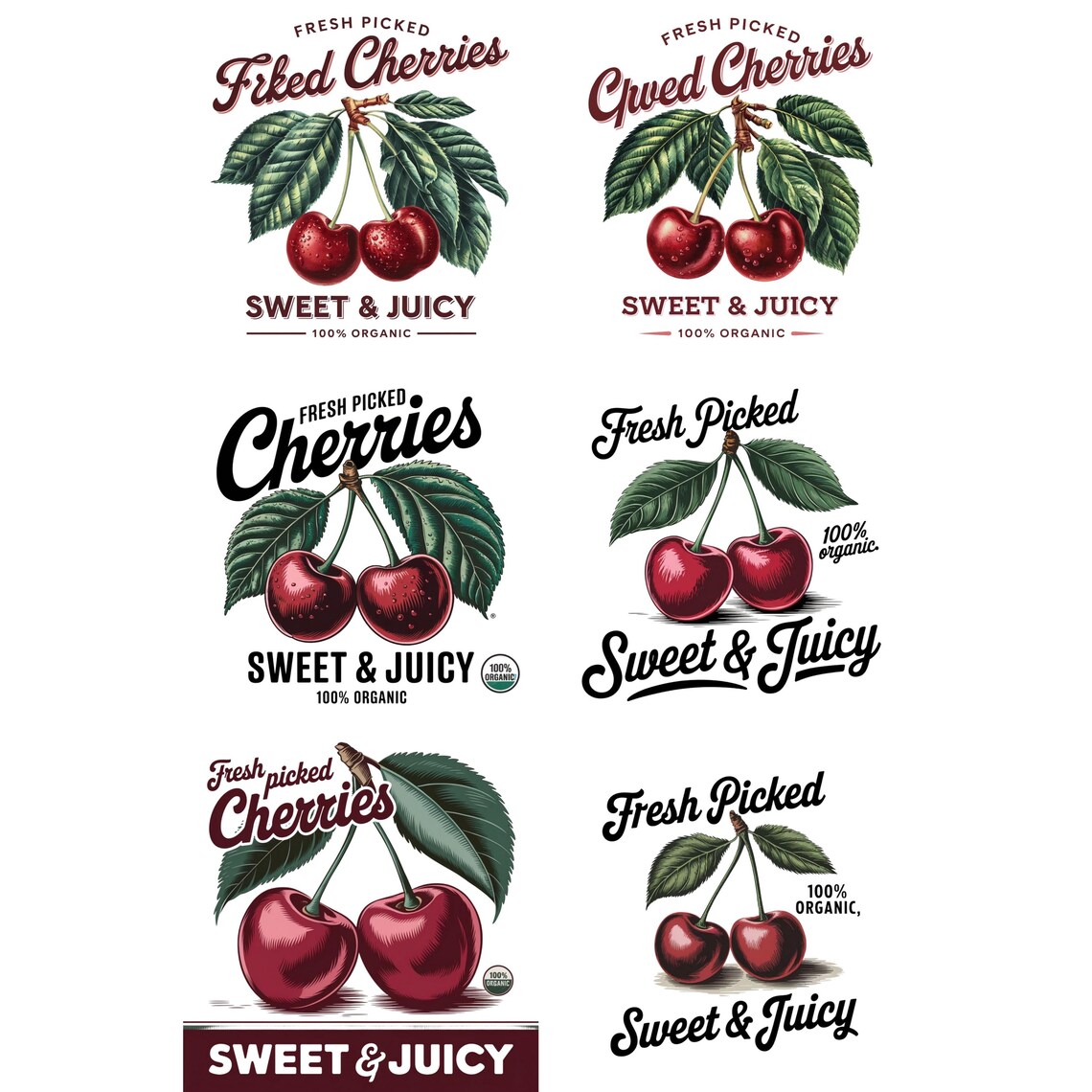 Vintage Cherry PNG, Sweet & Juicy Cherries Clipart, Organic Fruit ...