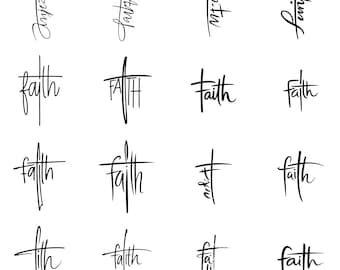 Faith PNG Bundle, Handwritten Calligraphy Clipart, Christian Sublimation Design, Typography Word Art, Instant Download