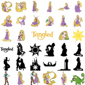 Rapunzel SVG Bundle, Rapunzel Svg Files for Cricut and Silhouette, Tangled Clipart, Rapunzel Clipart,  Rapunzel Png Svg, Digital Download