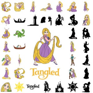 Rapunzel SVG Bundle, Rapunzel Svg Files for Cricut and Silhouette, Tangled Clipart, Rapunzel Clipart,  Rapunzel Png Svg, Digital Download