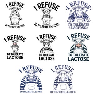 Lactose Intolerant PNG, Funny Cow Design, Dairy-Free Sublimation, No Milk Clipart, Vegan Digital Art, Cow Meme PNG