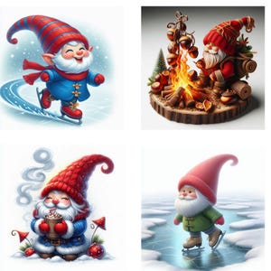 Festive Gnomes Collection Clipart, Christmas Gnomes Clipart, Fantasy Clipart, Winter Holidays, Gnomes PNG, Winter Gnomes Clipart Bundle
