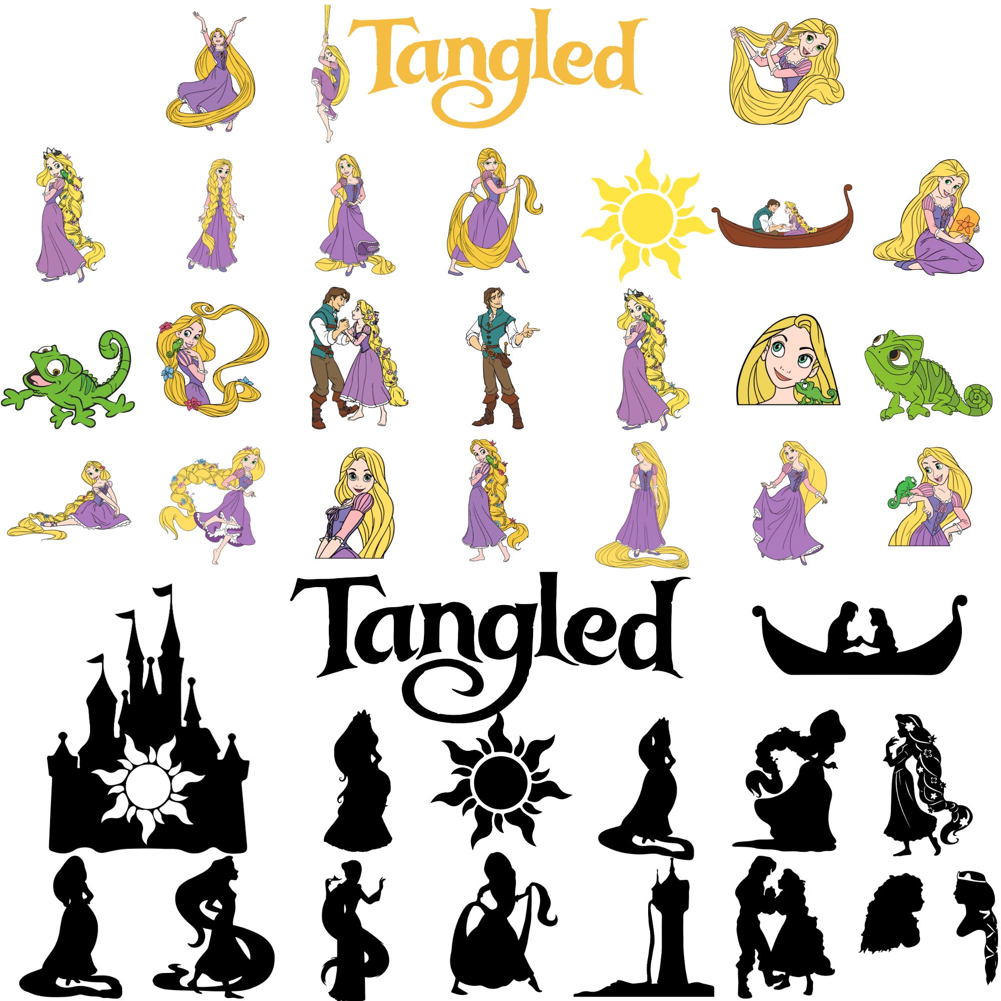Rapunzel SVG Bundle, Rapunzel Svg Files for Cricut and Silhouette, Tangled Clipart, Rapunzel Clipart,  Rapunzel Png Svg, Digital Download