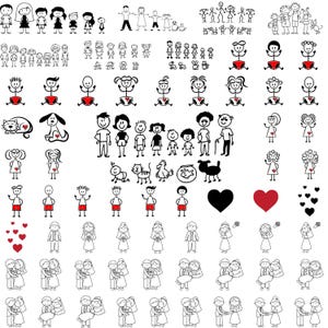 Paquete SVG de familia de palitos, figuras de palitos personalizables, manualidades de bricolaje, diseños familiares personalizados, SVG imprimible para camisetas, tarjetas, decoración del hogar