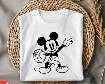 Png de basket-ball Mickey Mouse, Clipart de basket-ball Mickey, Mickey Sports, fichier de coupe Mickey de basket-ball, téléchargement immédiat pour la sublimation Cricut