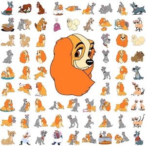 Lady och Lufsen SVG-paket, Lady och Lufsen PNG, Hund Svg, Kärlek Clipart, Cricut-filer, Direktnedladdning, Par SVG, Valp Svg