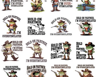 Tenir le partenaire grenouille PNG, Clipart de grenouille de cow-boy, conception esthétique occidentale, grenouille drôle surstimulée, pays Meme, téléchargement numérique