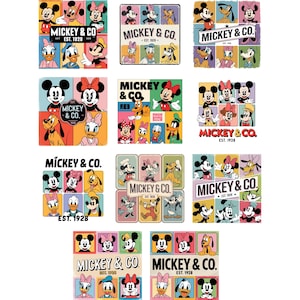 Mickey & Friends PNG, Vintage Character Clipart, Retro Cartoon Sublimation, Nostalgic Mouse Style, Instant Download