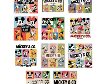 Mickey & Friends PNG, Vintage Character Clipart, Retro Cartoon Sublimation, Nostalgic Mouse Style, Instant Download