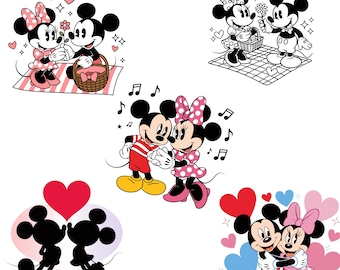 ロマンチックな漫画カップル PNG、ビンテージラブマウスクリップアート、かわいいカップルシルエット PNG、バレンタインデー昇華、レトロなラブアート