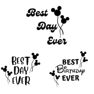 Najlepszy dzień w życiu SVG PNG Bundle, projekty balonów Myszki Miki, najlepsze urodziny w życiu Clipart, pliki Cricut Silhouette Cut, natychmiastowe pobieranie