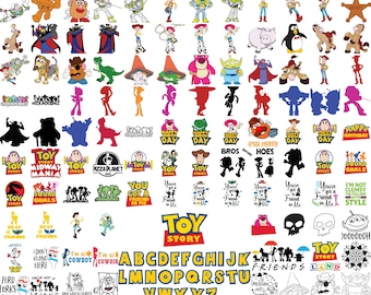 Pacchetto SVG di Toy Story, SVG di Woody per Cricut, SVG di Buzz Lightyear per magliette, PNG di Toy Story, Pacchetto Clipart, File di download istantaneo