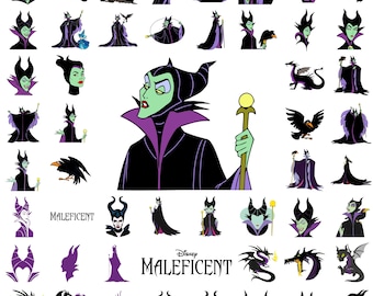 Maleficent SVG Bundle, Dark Fairy Clipart, Maleficent Png, Svg, Dxf, Eps Files for Cricut, Instant Digital Download, Villain Art Pack