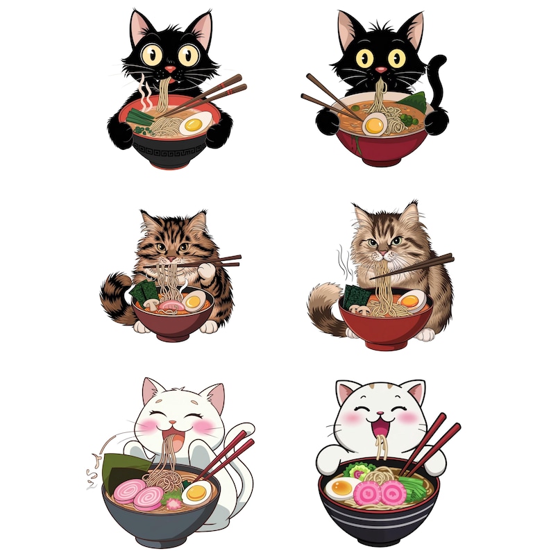 Cute Ramen Cat PNG, Kawaii Noodle Cat Clipart, Japanese Food Lover ...