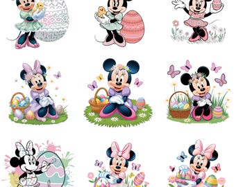 Paquete PNG de Minnie Mouse de Pascua, lindos huevos de Pascua de Minnie, descarga digital de Minnie de primavera, sublimación de Minnie pastel, arte de Pascua de ratón
