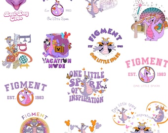 Epcot Figment Inspired PNG Bundle, One Little Spark, Journey to Imagination, Digital Files for Cutting Machines, Instant Download