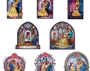 Belle Clipart PNG Bundle, Beauty and the Beast Digital Cut Files, Princess Party Art, Cricut Silhouette, Instant Download