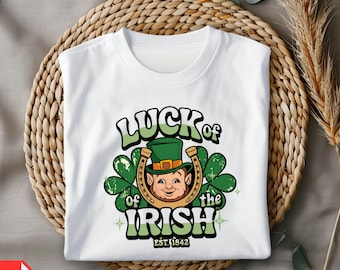 Luck of the Irish PNG, St. Patrick’s Day Sublimation, Funny Leprechaun Clipart, Green Shamrock Shirt Design, Instant Download