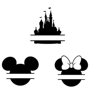 Micky und Minnie Maus Schloss SVG, Schloss SVG Bundle, Mickey Schloss Feuerwerk Download, Mauskopf SVG, Prinzessin SVG, Schloss Clipart