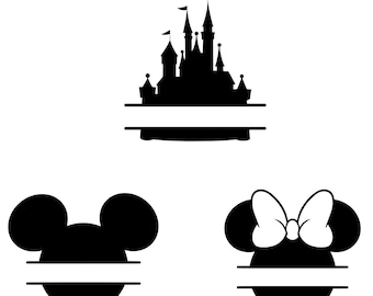 Castello di Topolino e Minnie Mouse SVG, Pacchetto SVG Castello, Download Fuochi d'artificio Castello di Topolino, Testa di Topolino SVG, Principessa Svg, Clipart Castello