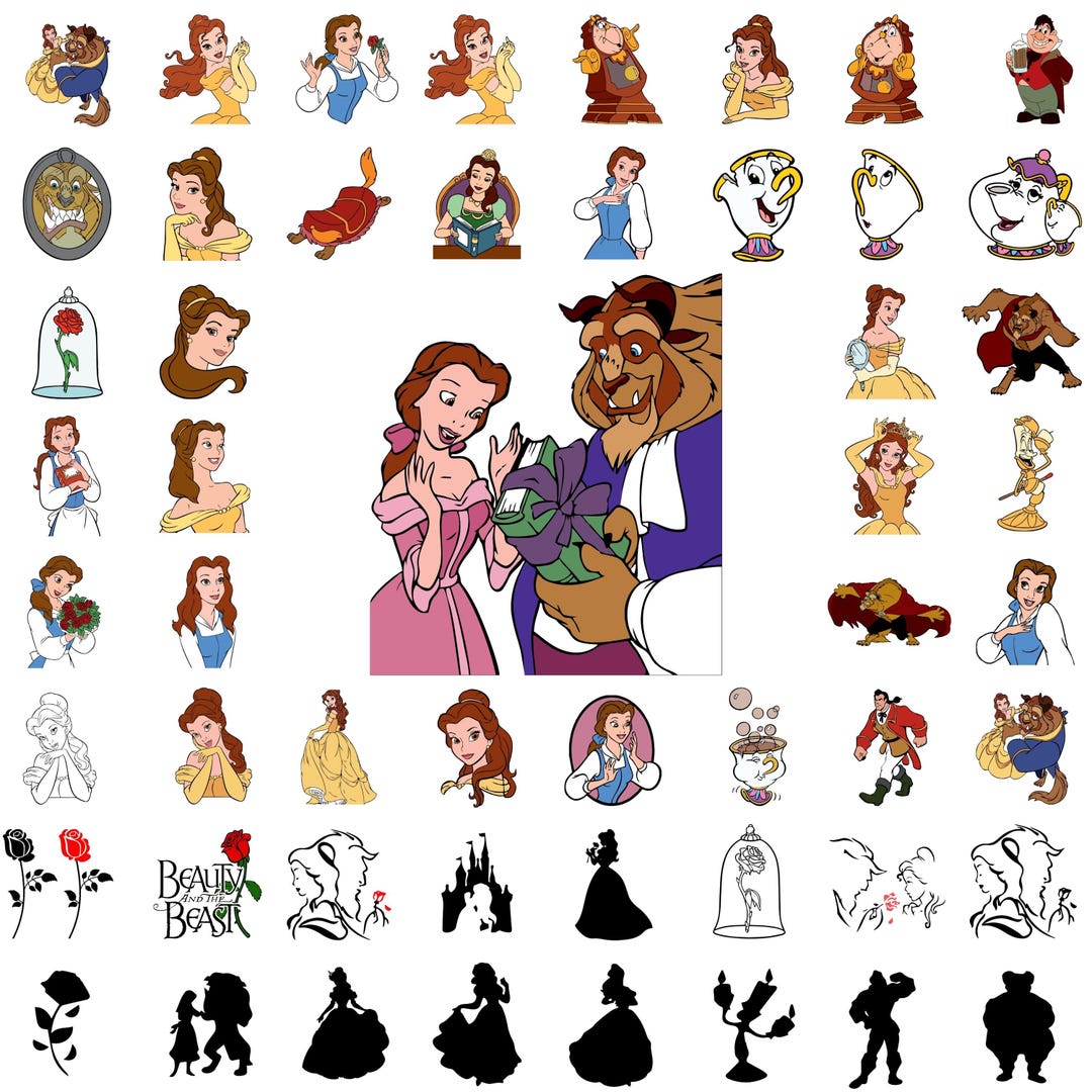 Belle Clipart PNG SVG Bundle, Beauty and the Beast Digital Cut Files ...