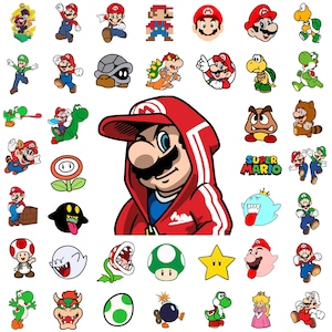 Super Mario Clipart Bundle, Printable Mario Png, Mario, Cliparts Png Videogame Mario, Mario Clipart, Cricut cut file, Instant Download