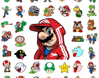 Pacote de clipart do Super Mario, Mario para impressão Png, Mario, Cliparts Png Videogame Mario, Mario Clipart, arquivo de corte Cricut, Download instantâneo