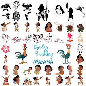 Moana SVG Bundle, Moana Cut Files for Cricut, Baby Moana PNG, Princess SVG for T-Shirts, Birthday Girl Clipart, Moana Digital Download