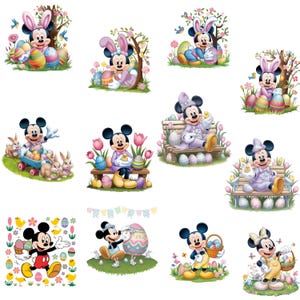Easter Mickey Mouse PNG Bundle, Cute Disney Easter Clipart, Spring Cartoon Digital Download, Bunny Mickey Sublimation Art