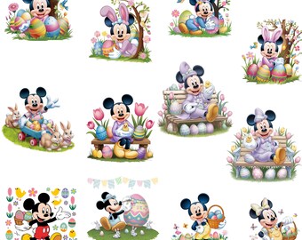 Pasen Mickey Mouse PNG-bundel, schattige Disney Pasen-clipart, digitale download lente cartoon, Bunny Mickey-sublimatiekunst