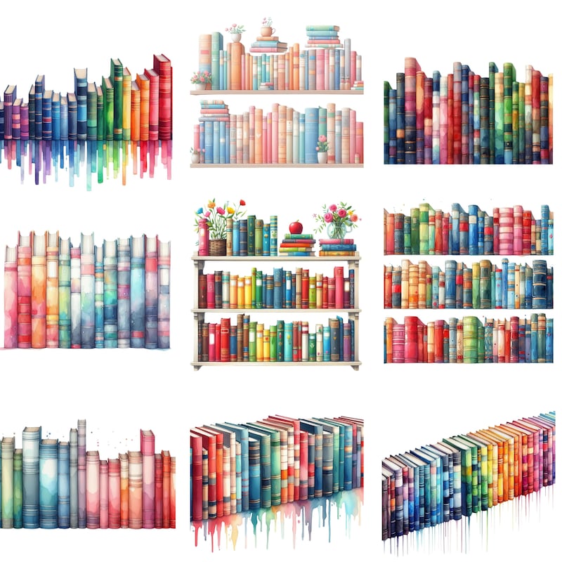 Colorful Book Stack - Etsy