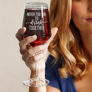Copa de vino sin tallo personalizada con el estado de tu estado: Regalo para amigos a distancia imagen 6