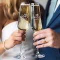 Personalized Wedding Champagne Flutes Set of 2: Engraved Mr & Mrs Toasting Glasses