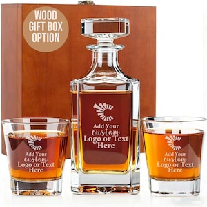 Custom Engraved Whiskey Decanter Set with Glasses, Personalized Gift